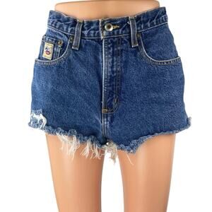Cruel Girl Blue Slim Fit High Waist Frayed Raw Hem Cut Off Denim Jeans Shorts 7